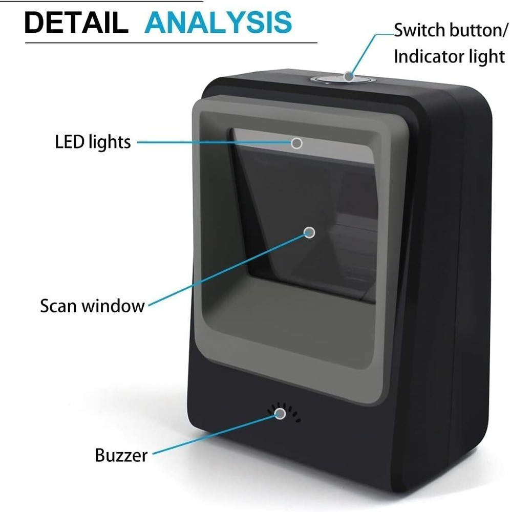 Handsfree 2D 1D Barcode Scanner,Alacrity QR Omnidirectional Desktop Bar Code ...