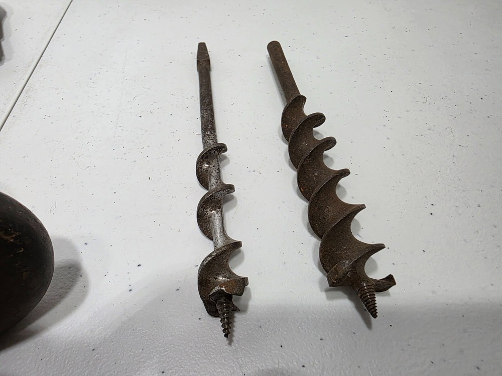 Vintage Hand Drill with 2 Bits / 13" Overall