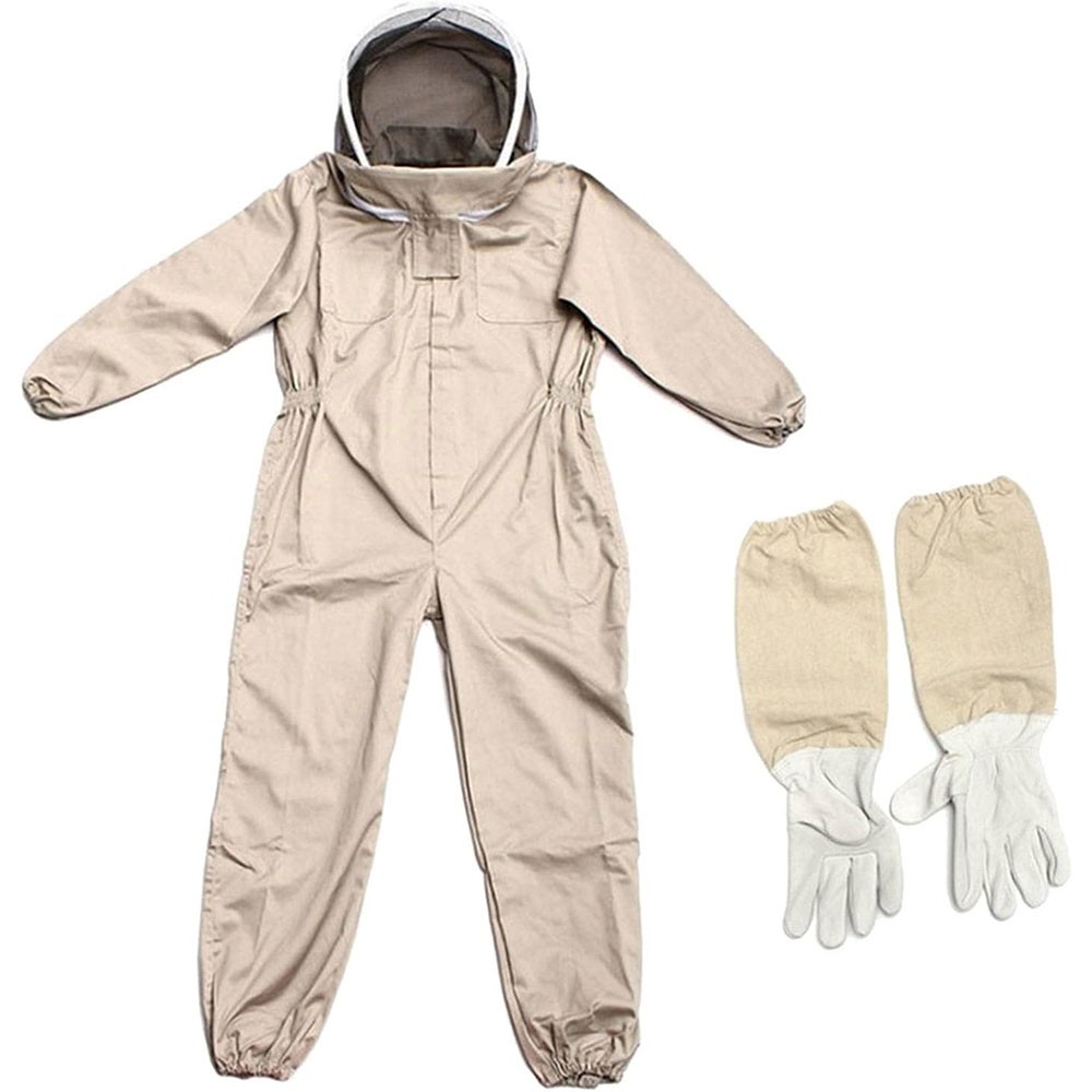 XXL Full Body Ventilated Beekeeping Suit with Veil Hood & Gloves Protective Bee