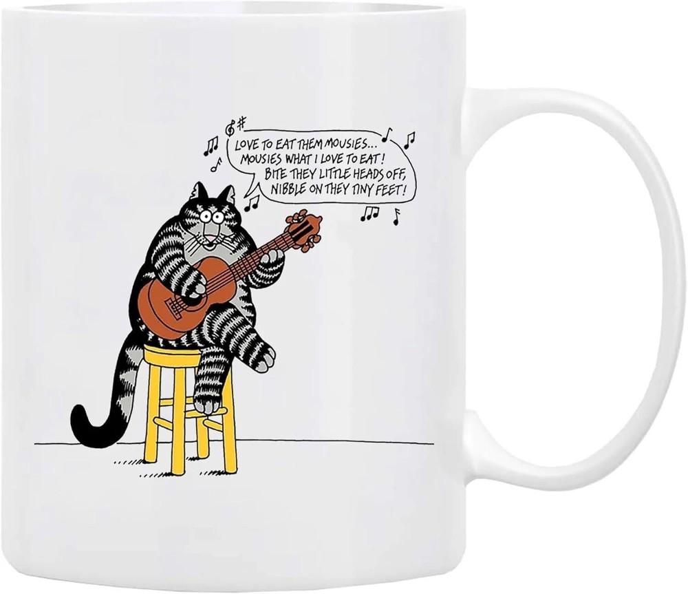 B. Kliban Cat Guitar Player Coffee Mug 11oz Ceramic