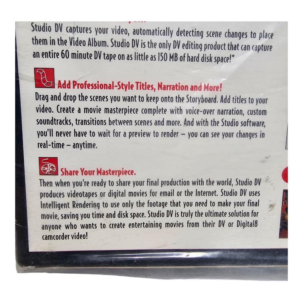 Pinnacle Systems Studio DV Windows 98 2000 Creative Movie Making System NOS