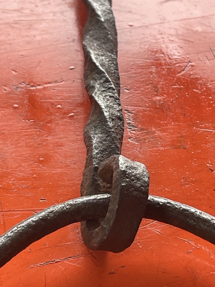 VINTAGE BLACKSMITH FORGED SWEET IRON TWISTED SNAFFLE BIT. HUGE