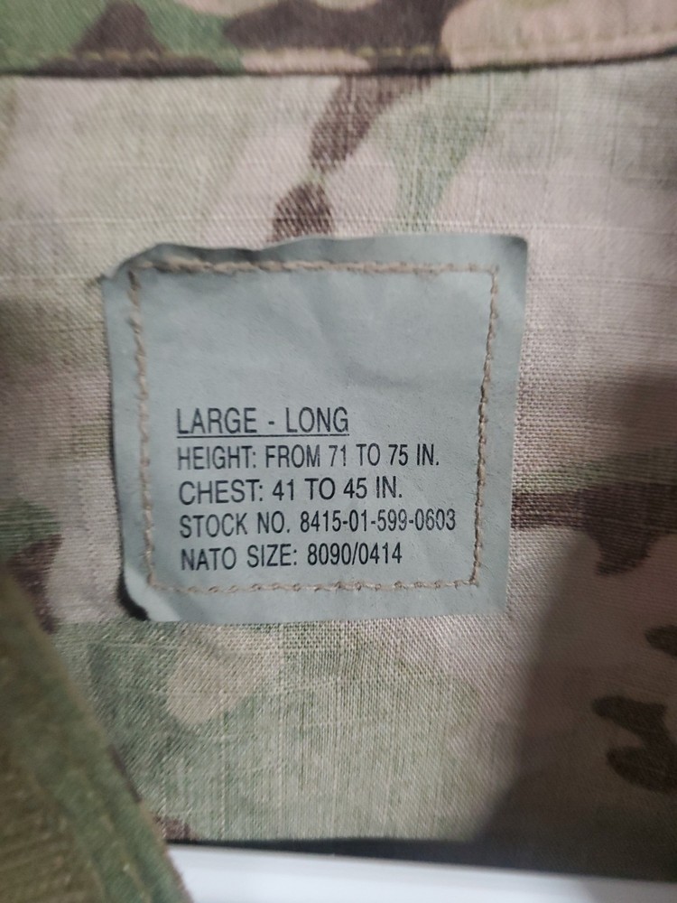 Large Long Need Clean US ARMY ISSUE MULTICAM - FLAME RESISTANT jacket top