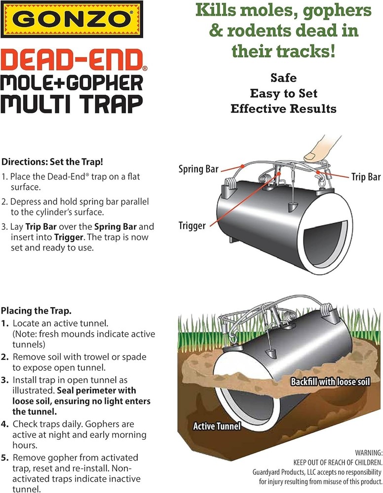 Reliable 5001 Dead-End Gopher Killer Trap - User-Friendly, Durable Design