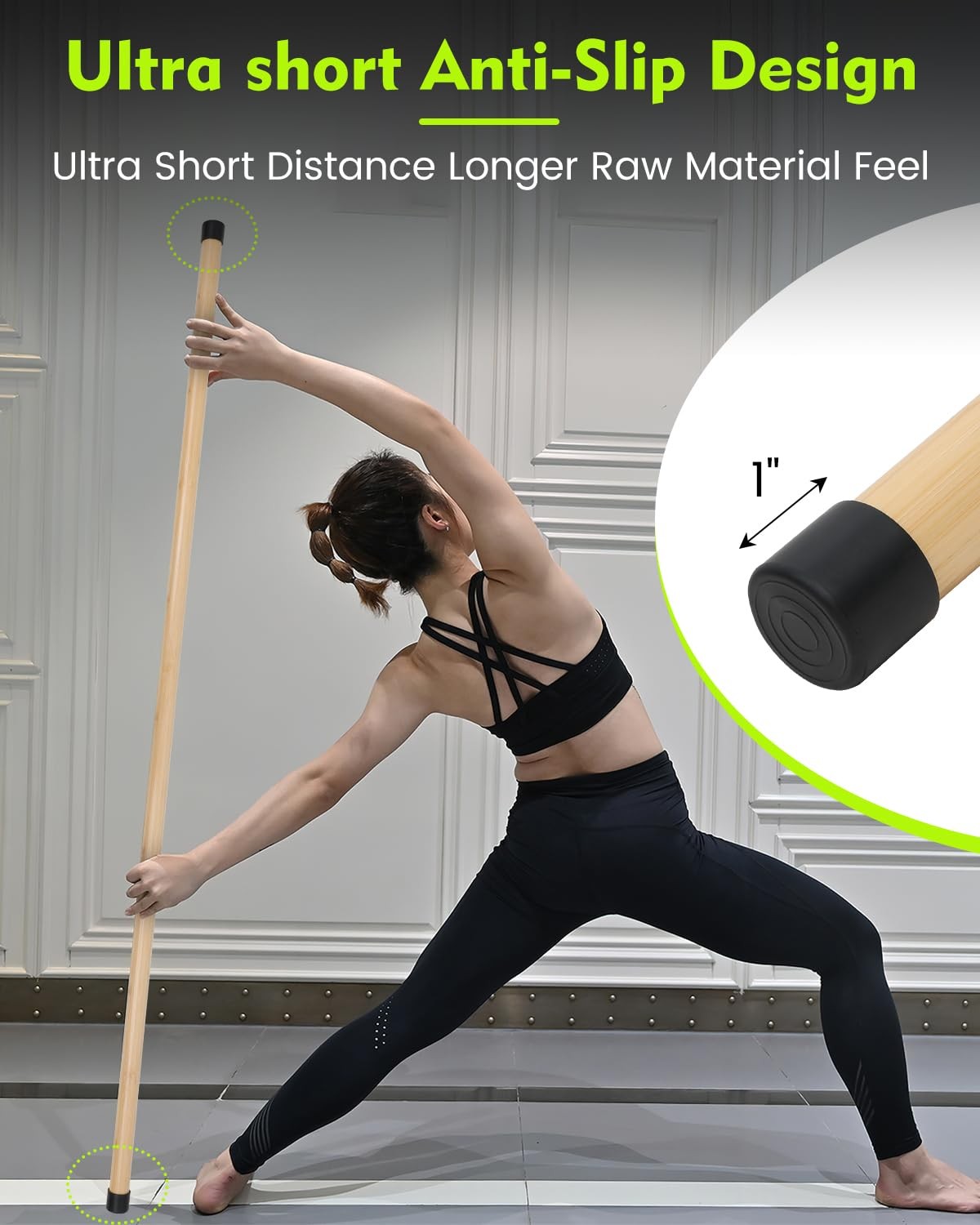 5ft Yoga Stick for Mobility Stretching Pilates Balance Pole Exercise Dowel