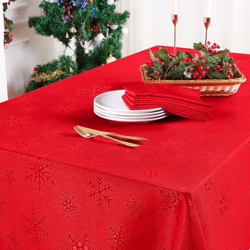 Rectangle Christmas Tablecloth 60x84 Inch, 84" x 60" (Rectangular) Red