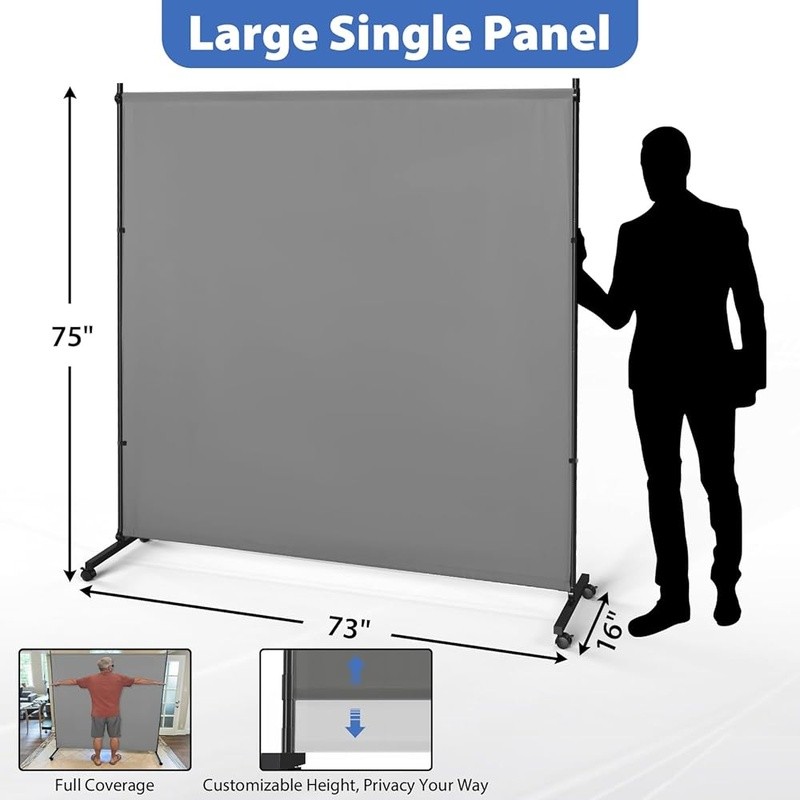Portable Privacy Room Divider Non-See Through Adjustable Panel Home Office Space