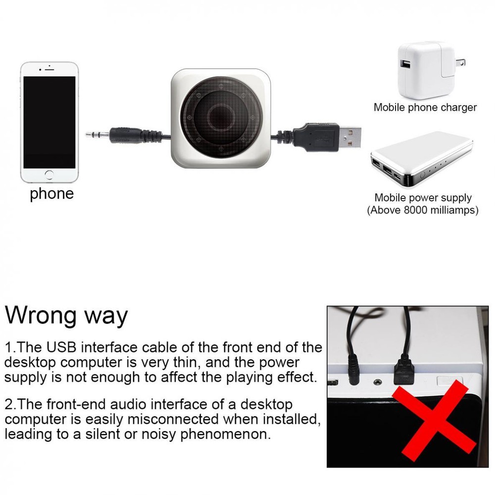 USB Computer Speaker 3.5mm Plug for Laptop Desktop MP3 Phone PC External Speaker