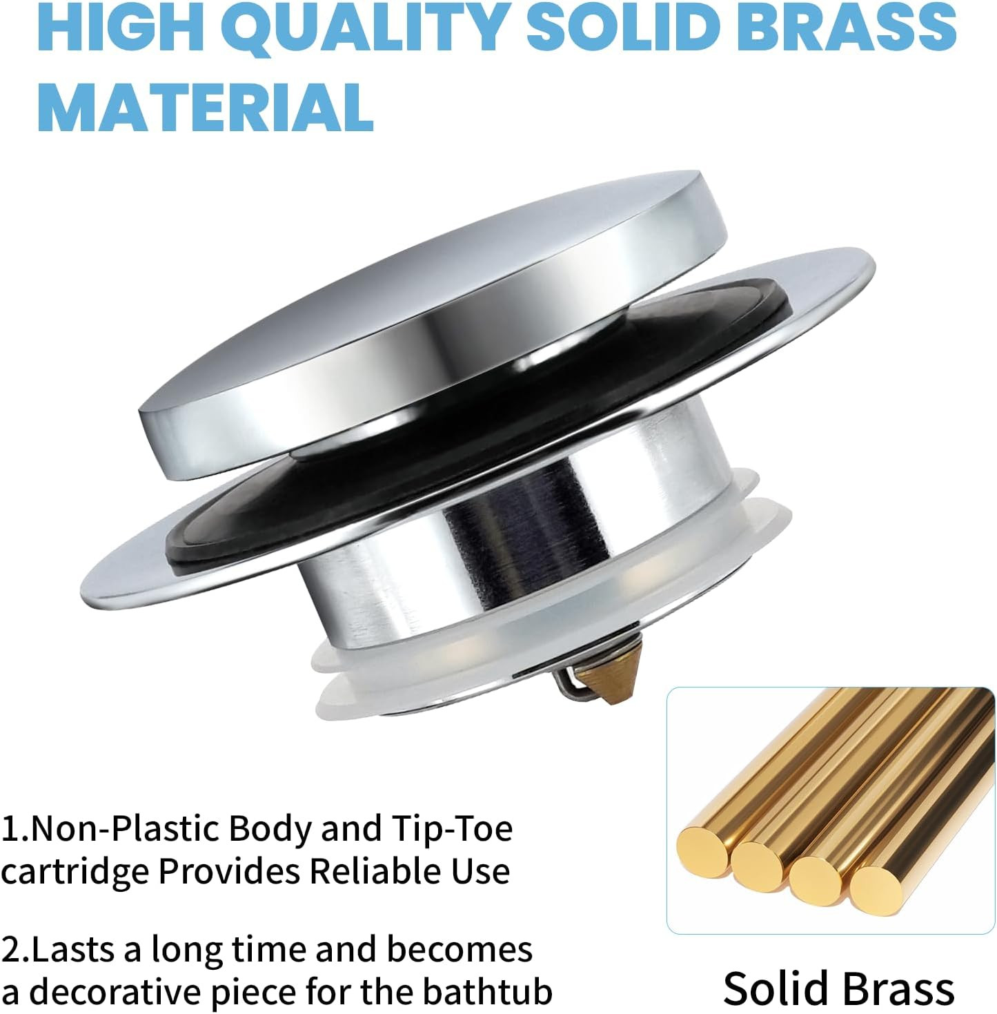 Universal Bathtub Drain Stopper,Bathroom Tub Drain Plug Pop Up,Replaces Bath Tuh