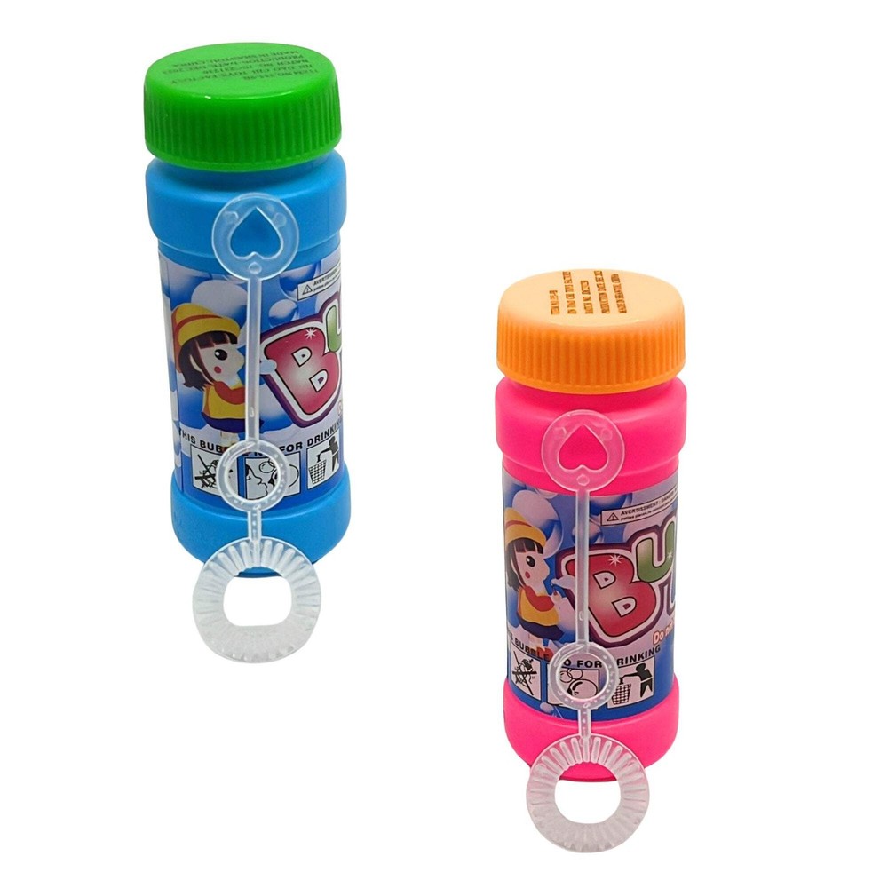 Kids Bubble Solution Bottles with Blower Wands: 2 Bottles