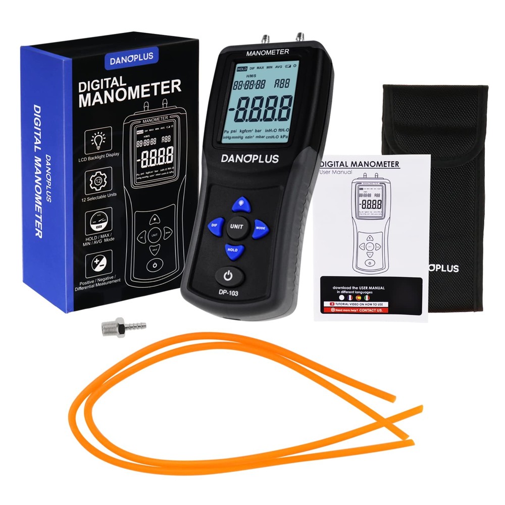 Manometer Digital Manometer Gas Pressure Tester Professional 12 Selectable Un...