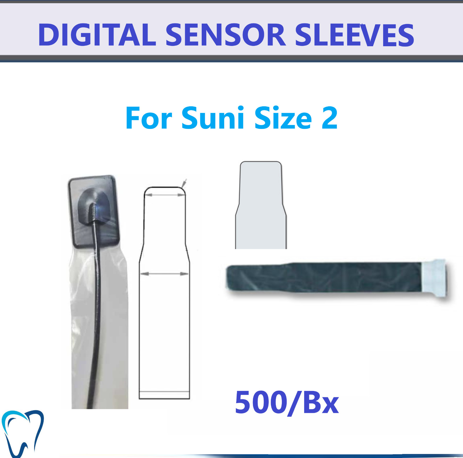 Dental Digital X-Ray Sensor Sleeve Sensor Cover For Suni Size 2, 500/Bx