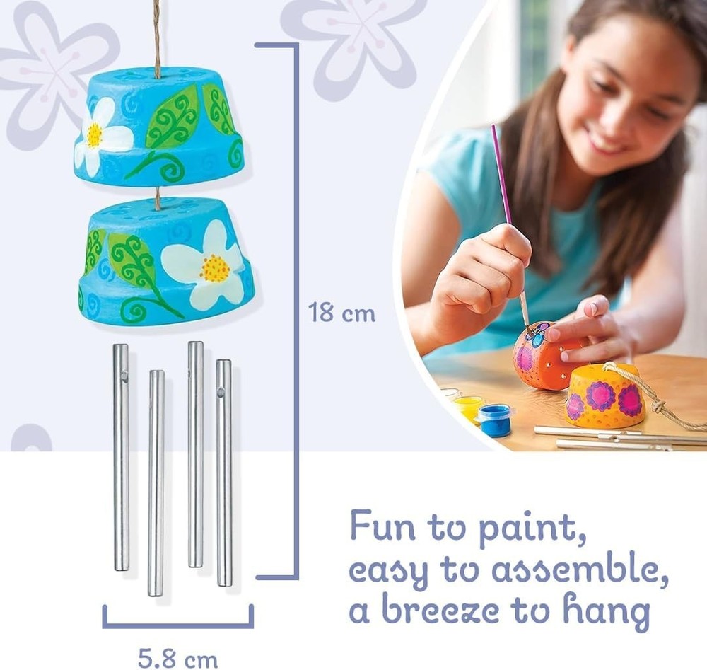 4M Make A Wind Chime Kit - Arts & Crafts Construct & Paint A Wind Powered Mus...