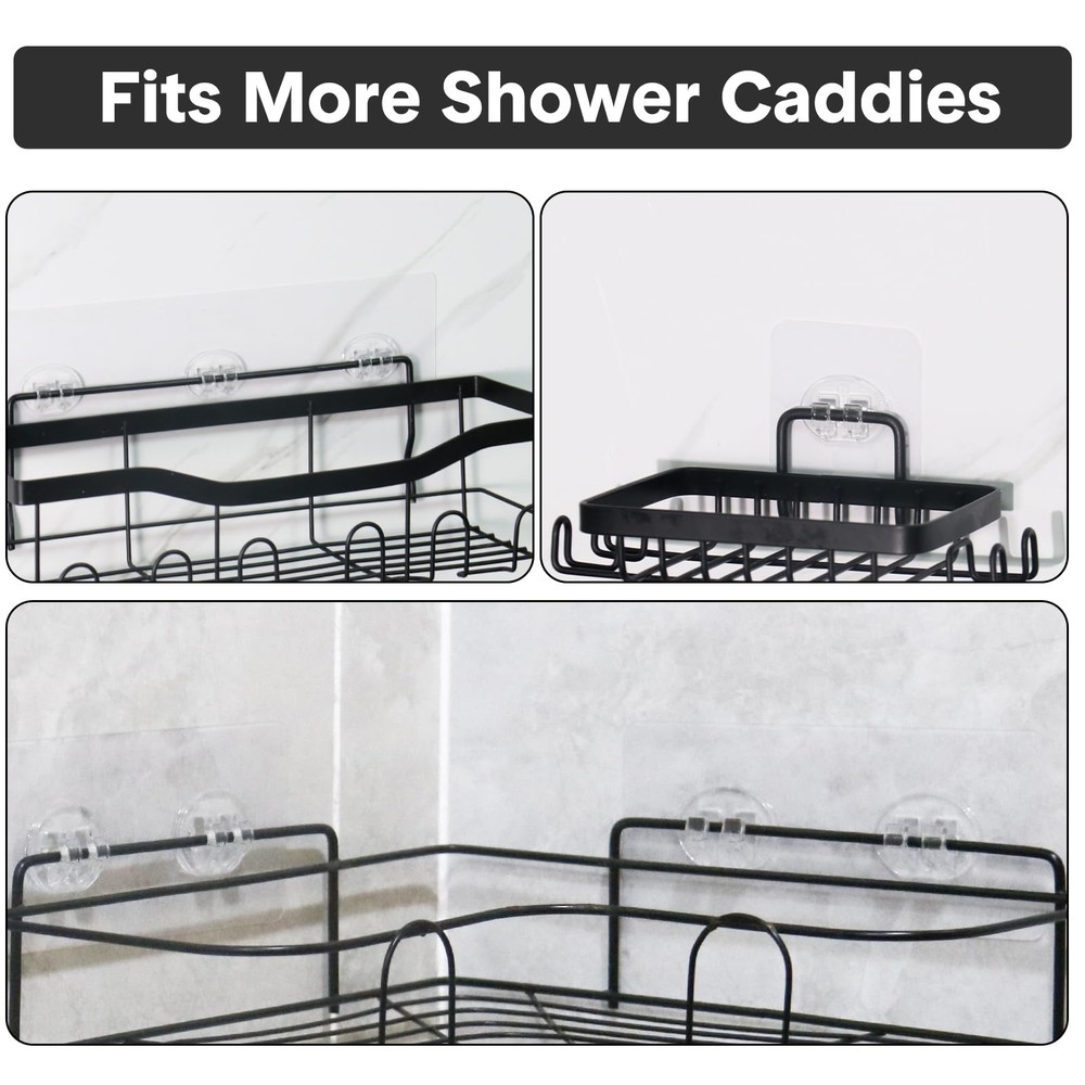14 Pack Shower Caddy Adhesive Replacement, Strong Adhesive Hooks, Waterproof ...