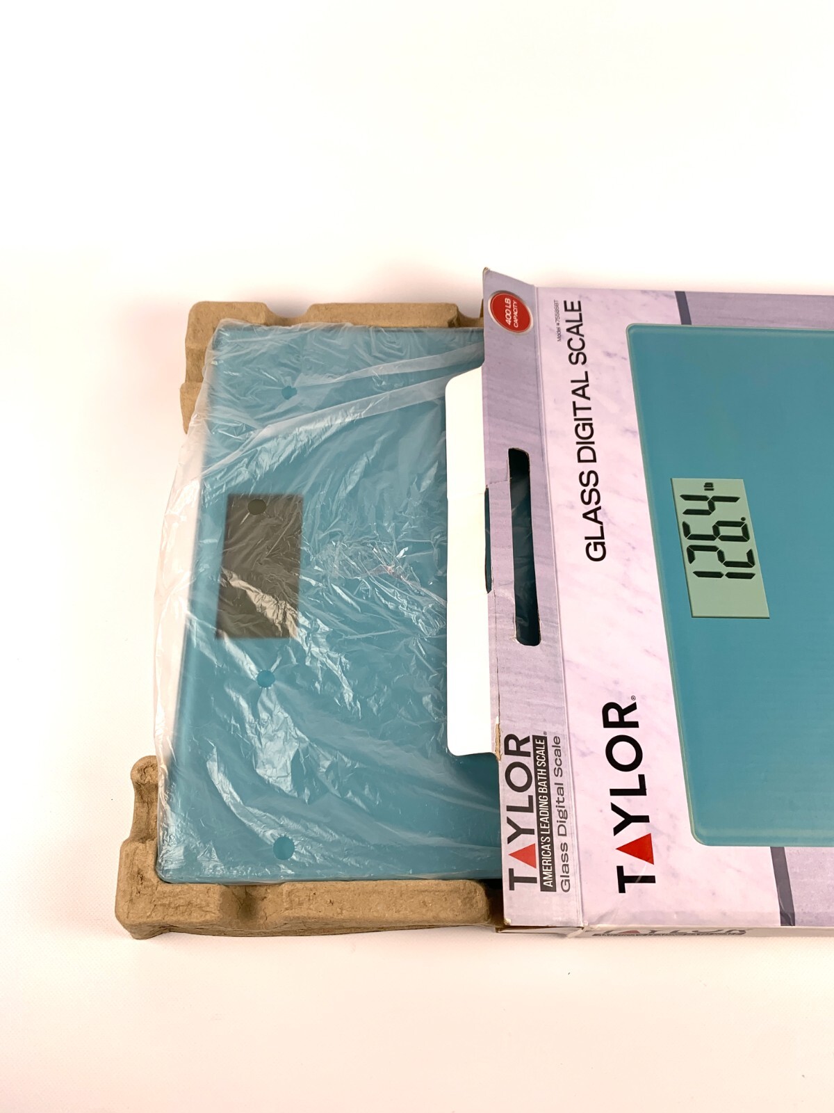 Taylor Body Scale Digital Glass Platform 400 lb Capacity 7558 Turquoise