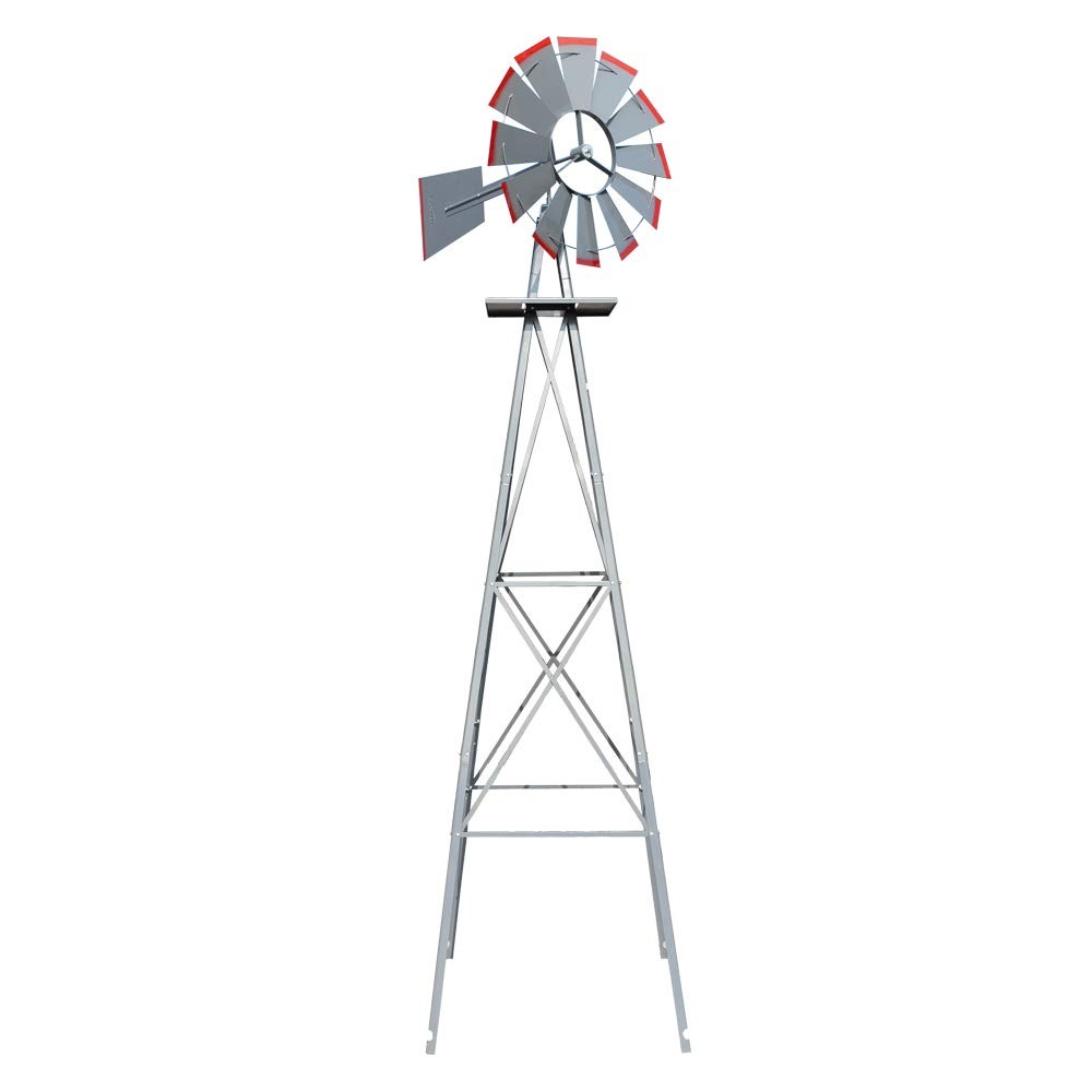 VINGLI 8FT Ornamental Windmill Weather Vane Heavy Duty 4-Leg Design Grey