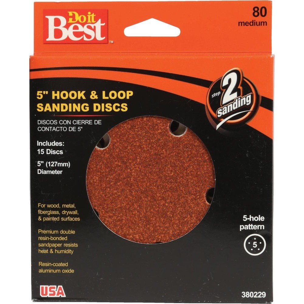 Do it Best 5 In. 80-Grit 5-Hole Pattern Vented Sanding Disc with Hook & Loop