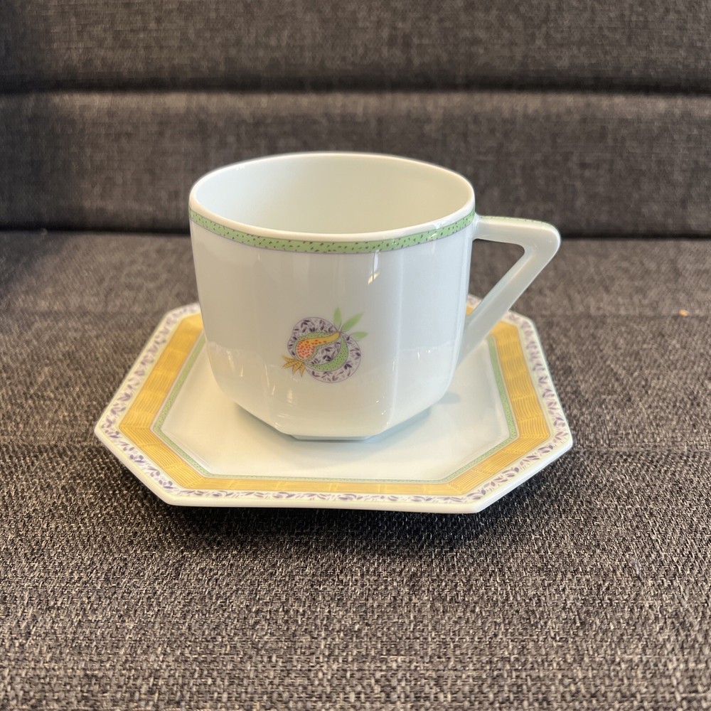 Bernardaud Limoges Cup and Saucer SET, Phuket pattern [REGULAR SIZE]