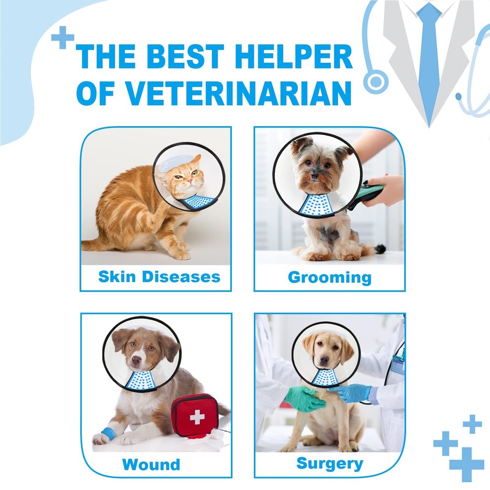 Adjustable Dog Cone Collar for Surgery Recovery - Comfortable Neck Protector