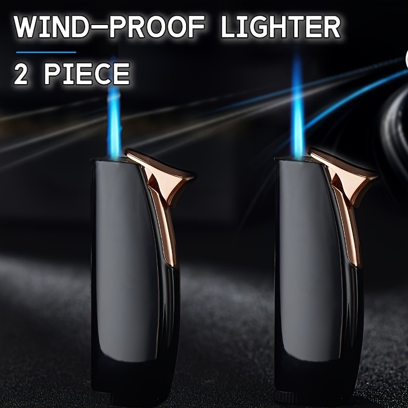 Stylish Compact Windproof Lighters 2 pcs Modern Mirror Effect Design Lightweight