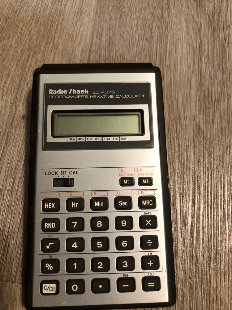 RADIO SHACK EC-4075 Programmer's Hex & Time Calculator, Works, VTG