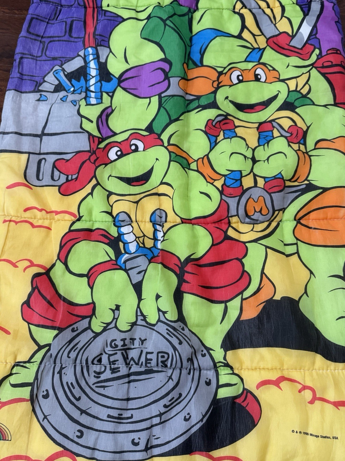 1990 Mirage Teenage Mutant Ninja Turtles Youth Kids Sleeping Bag TMNT Faded