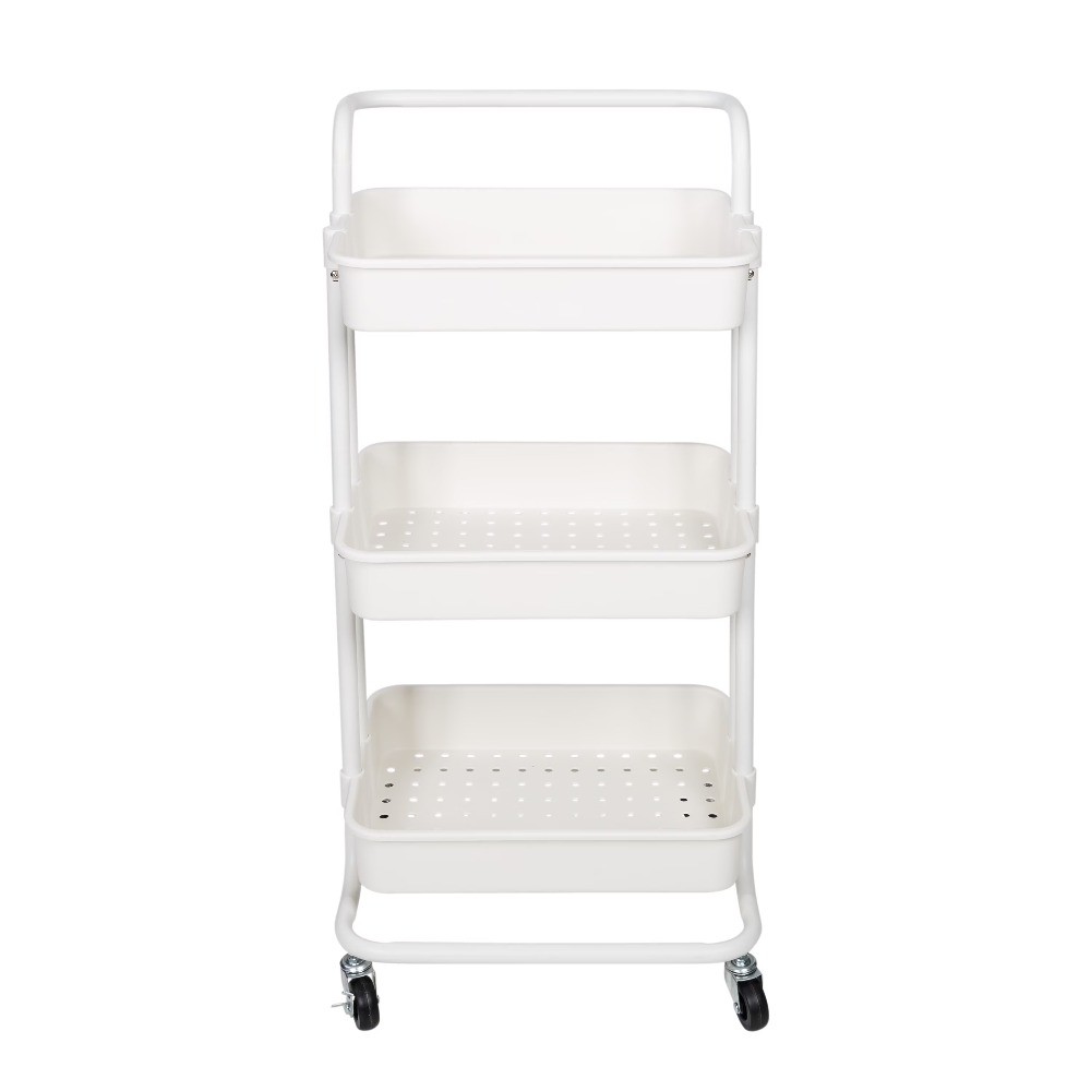 3-Tier Rolling Craft Cart with Handle, White