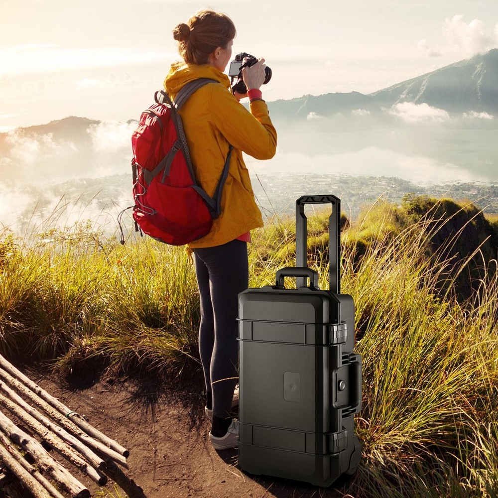 Waterproof Rolling Protective Case,Hard Compact Camera Case With Handle & Wheels