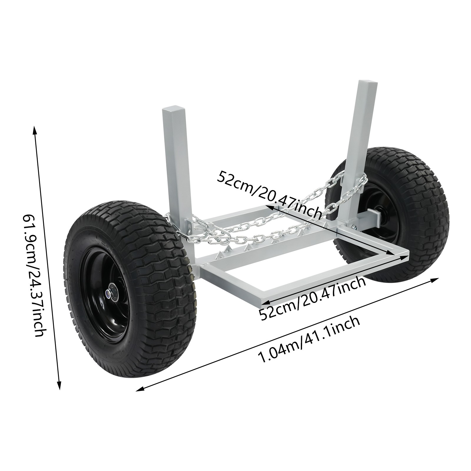 1500 LBS Capacity Log Skidder Heavy Duty Log Holder, Log Dolly with Chain Silver