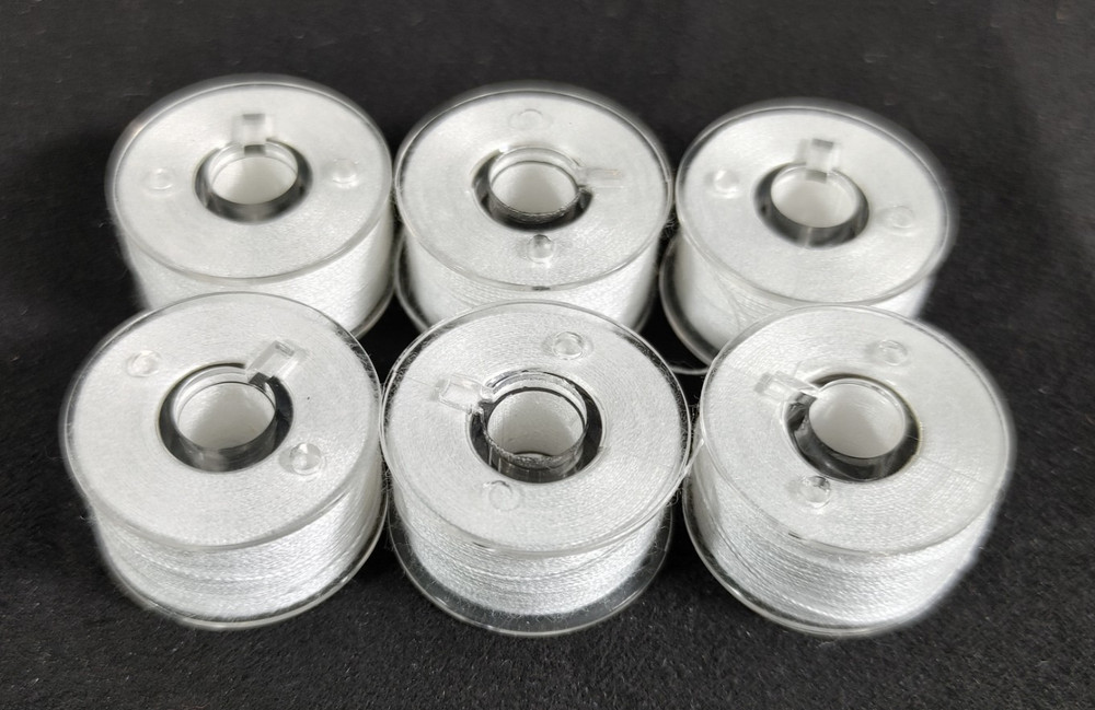 Simthread 90WT White or Black Prewound Bobbin Size A Class 15 Polyester