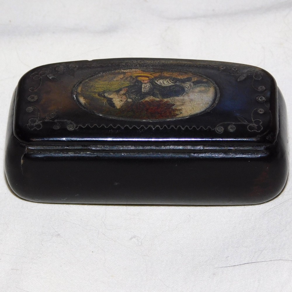 Two Antique Papier Mache Snuff Boxes