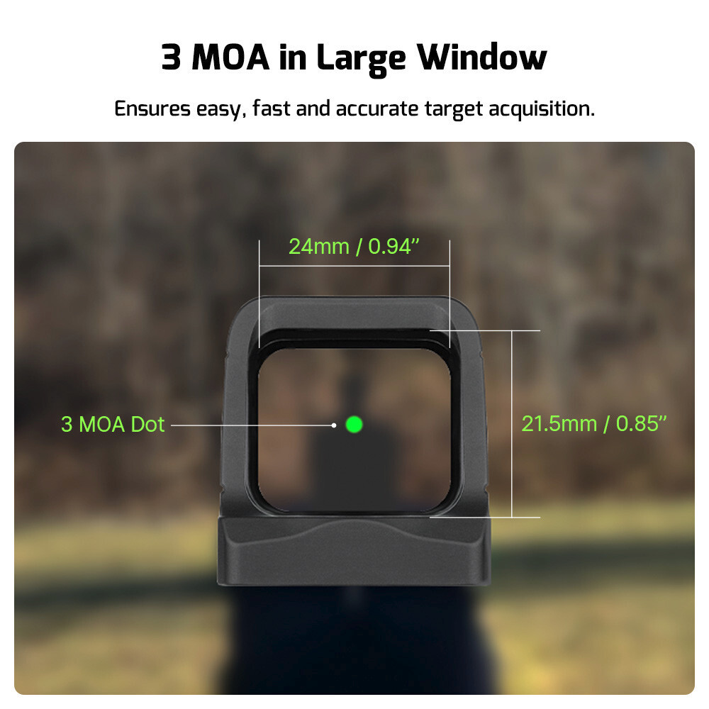 Olight Osight 3 MOA Rechargeable Green Dot Open Reflex Sight with Charging Cover