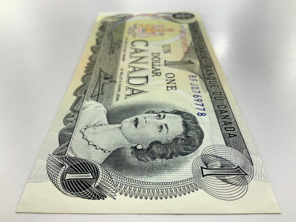 One 1973 Canada 1 Dollar Banknote Order Multiple for Consecutive JJ751