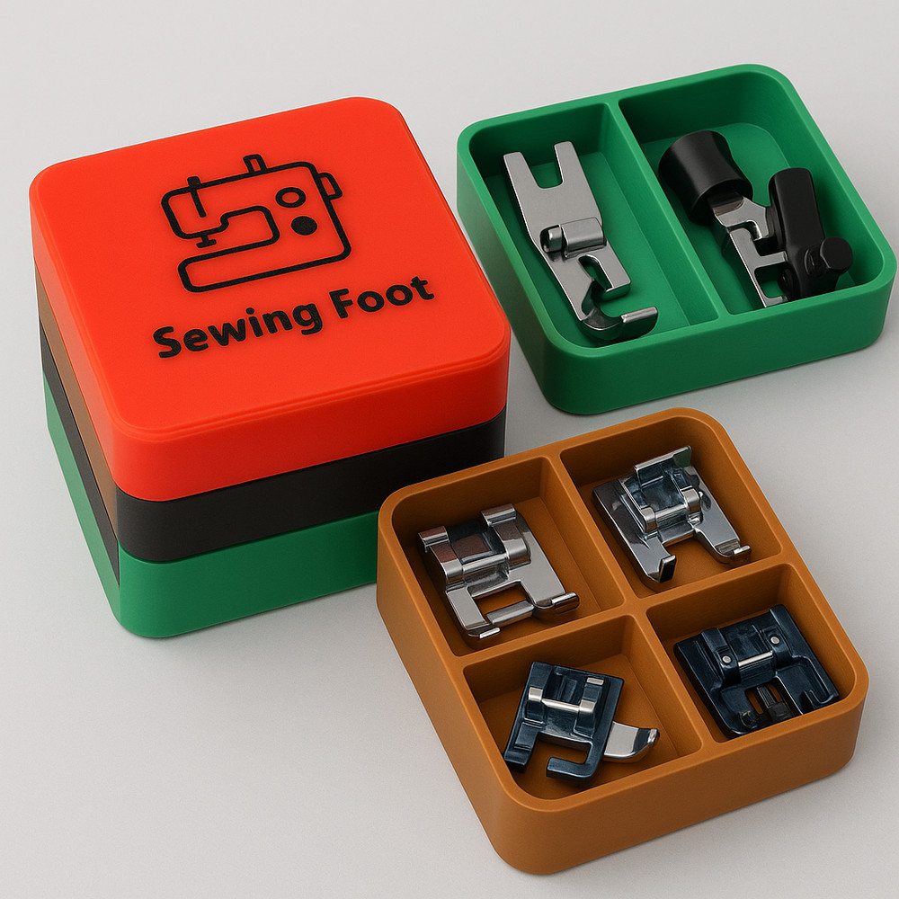 Stackable Sewing Machine Presser Foot Organizer – 3D Printed Storage Box Set