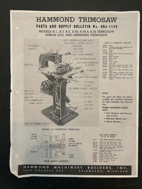 Hammond TRIMOSAW workholder clamp