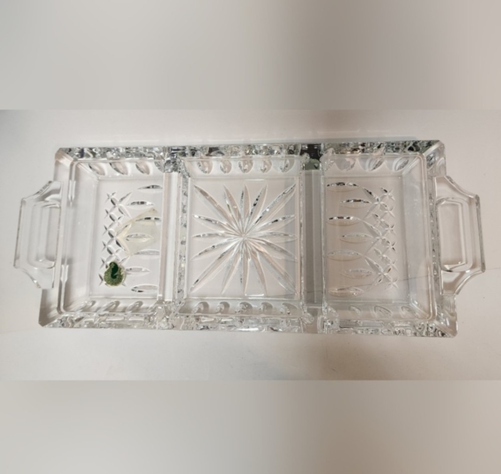 Waterford Crystal Lismore Rectangular 3 Part Tray with Handles