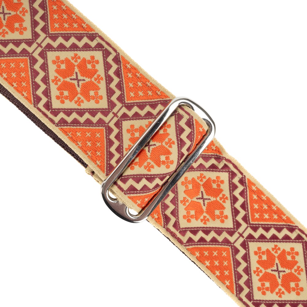 Souldier "Rustic" Orange Pattern 2" Guitar Strap with Burgundy Ends