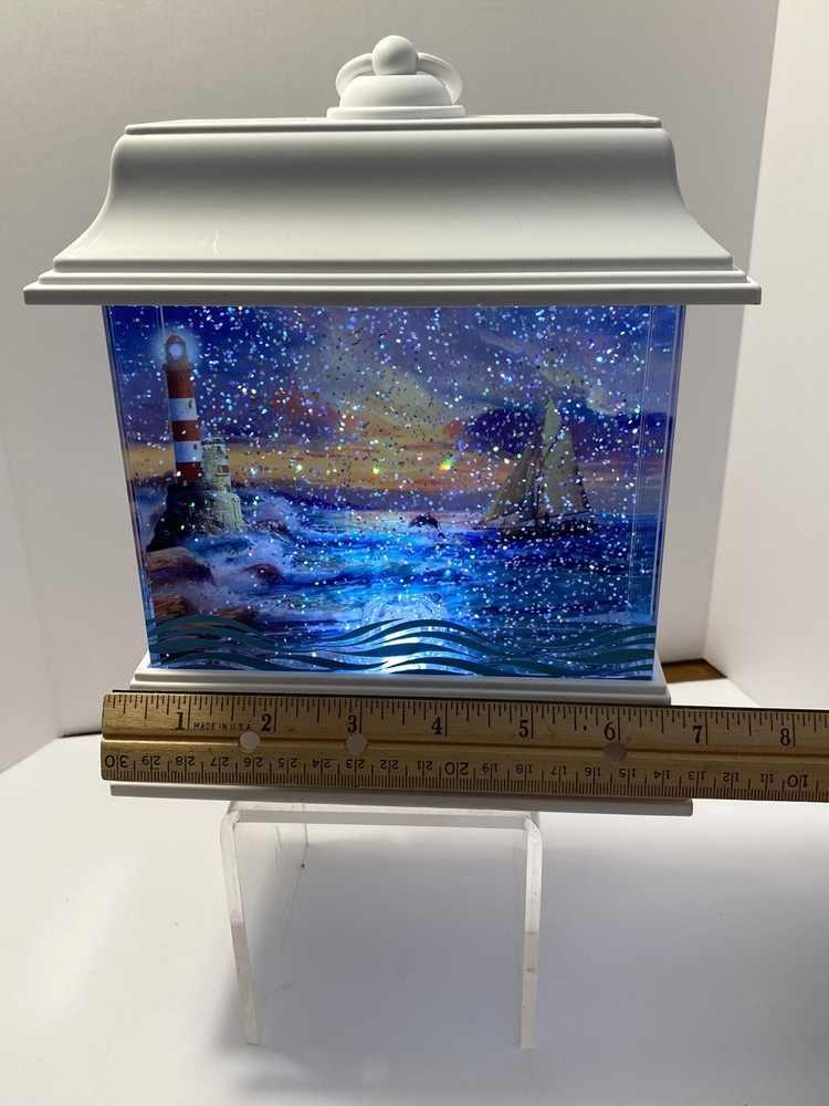 Cracker Barrel Nautical Aquarium Glitter Globe Lighted Night Light