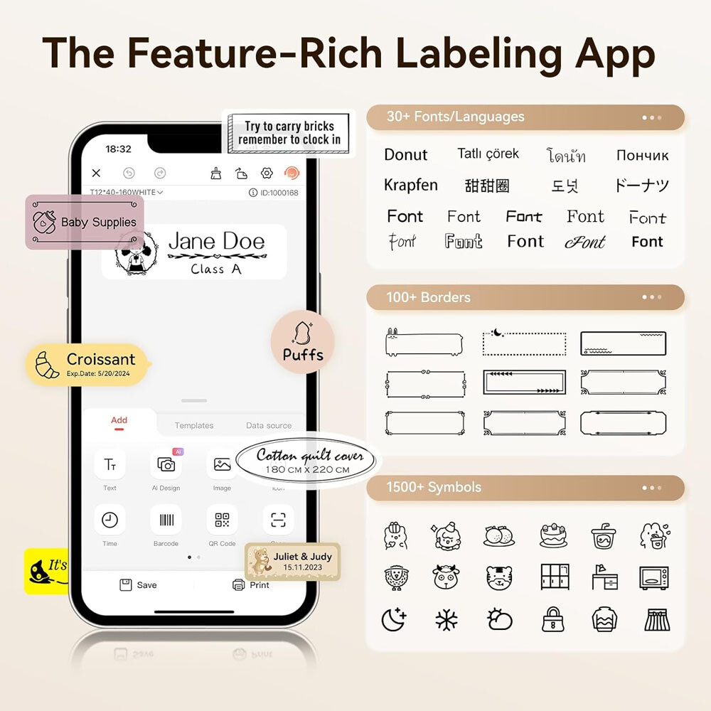 Label Maker Machine with Tape NIIMBOT D110 Label Maker Portable Bluetooth