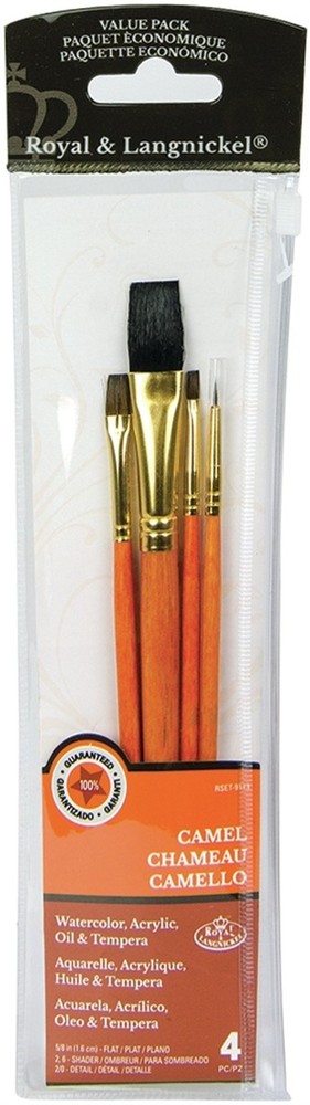 Royal Brush 9113 Sable/Camel Value Pack Brush Set-4/Pkg (3Pk)