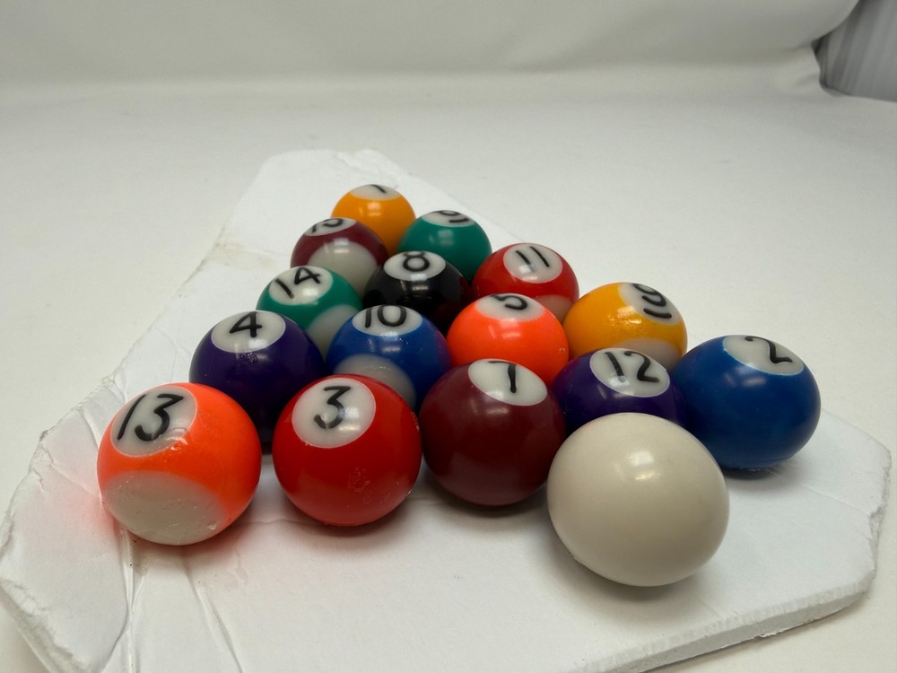 16-Piece Mini Pool Balls Set - Complete Billiard Ball Set