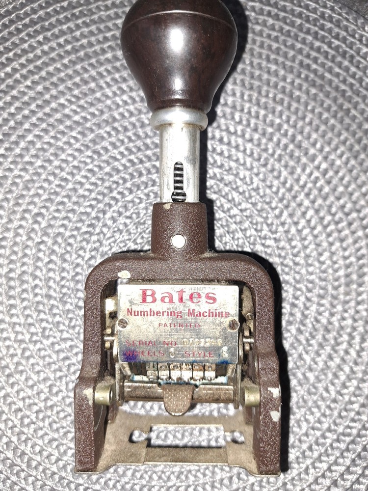 Bates Standard Multiple Movement Numbering Machine Stamp 6 Wheels Style E