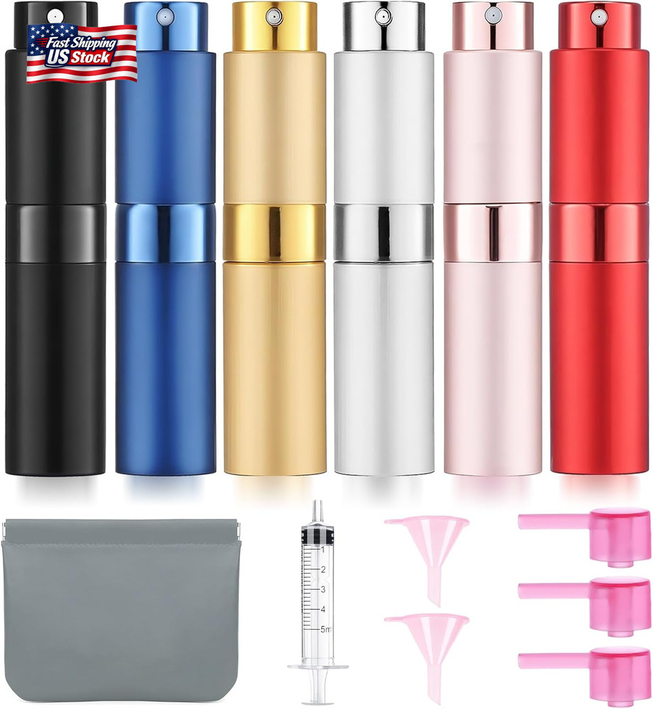 6 Pack 8ML Empty Perfume Atomizer Cologne Travel Spray Bottle for Refill Portabl