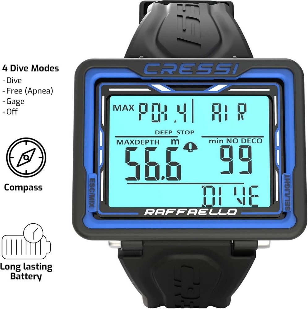 CRESSI Raphael - Unisex Diving Computer with Large Rectangular Screen...