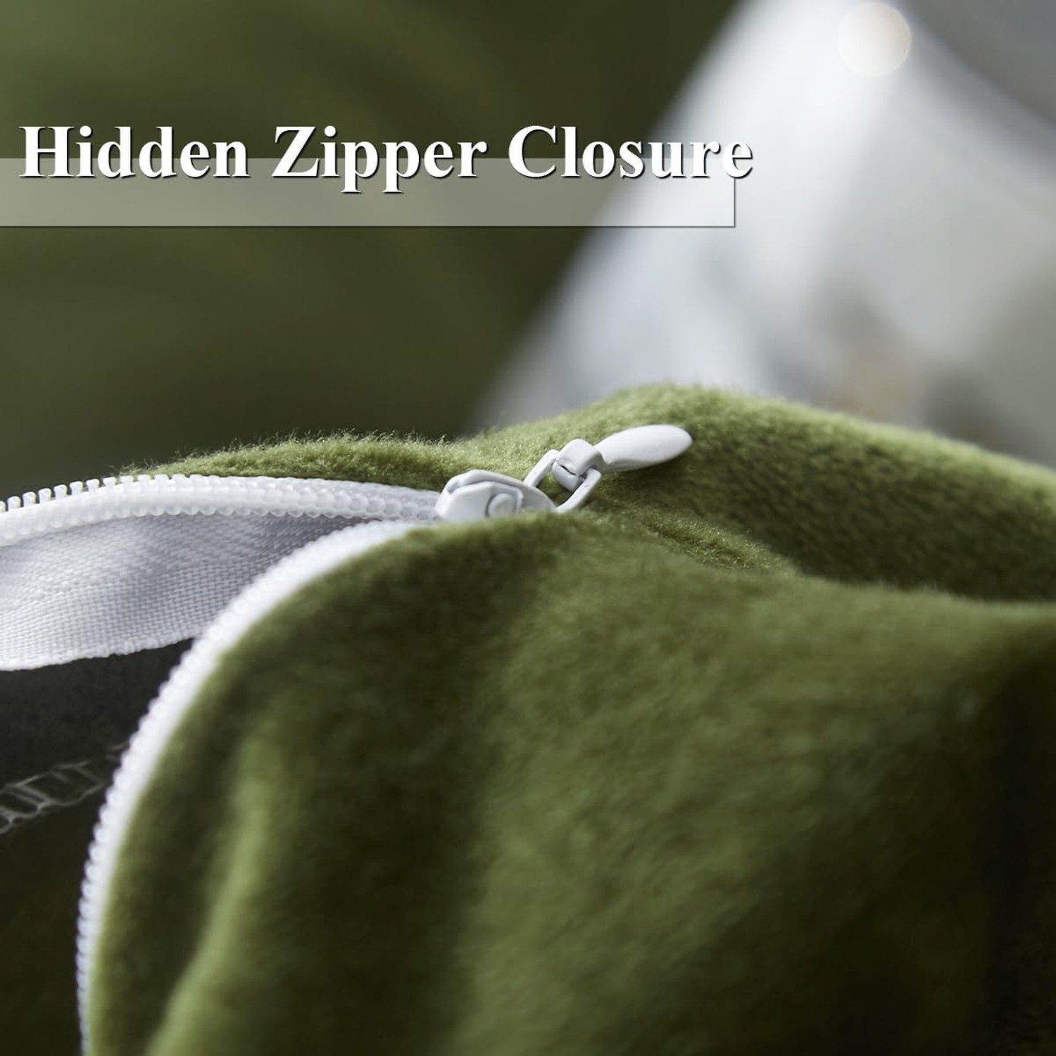 Ivellow Velvet Flannel Duvet Cover King Size Olive Green Comforter Cover Ultr...