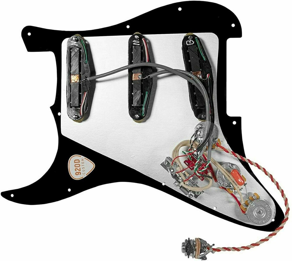 White Polyphonics Loaded Pickguard 7-Way 2-Toggle for Strat Guitars 920D