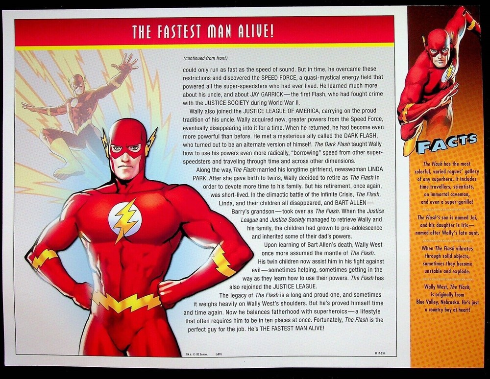 THE FLASH PATCH on INFO CARD ~ from Willabee & Ward ~ DC COMICS PATCH COLLECTION