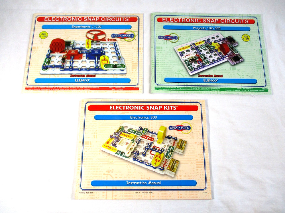 3 Electronic Snap Circuits Experiments Instruction Manuals *BOOKS ONLY* Elenco