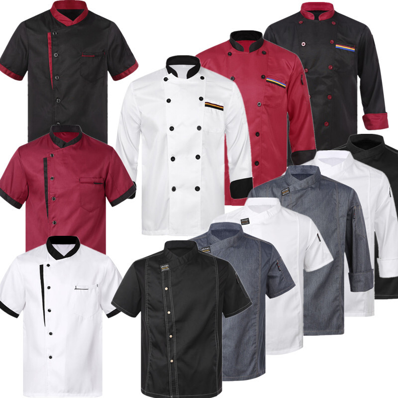 Unisex Women Men Chef Coat Cook Jacket Restaurant Kitchen Workwear Uniform Shirt