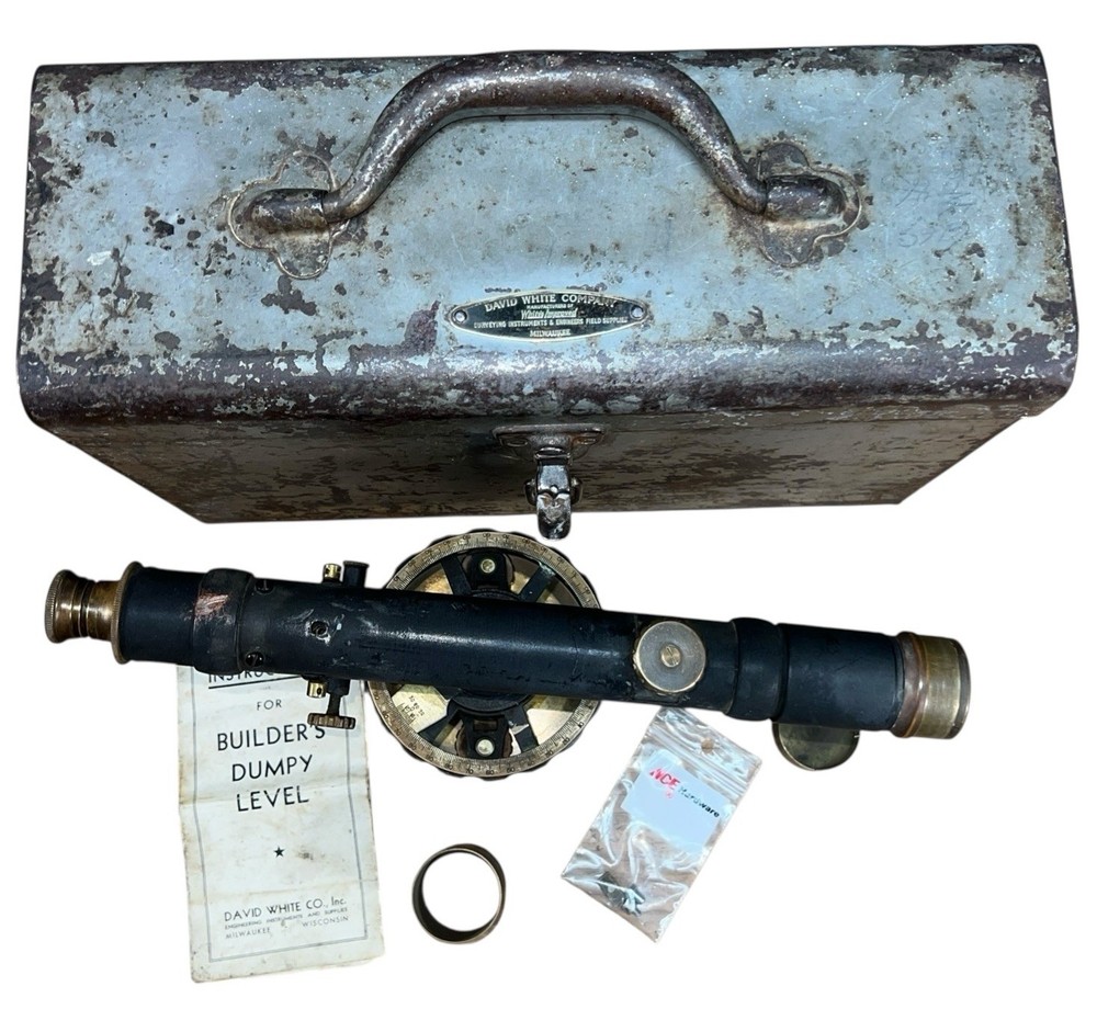 VNTG David White Co. Transit Scope Surveyor Instrument W/ Case Engineering Decor